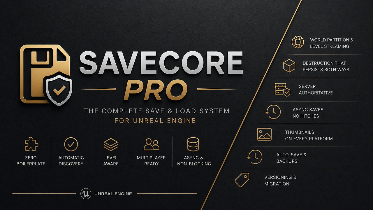 Media 1 for listing SaveCore Pro: Persistent World Save Framework for Unreal Engine 5