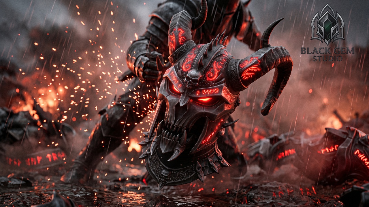 Media 1 for listing Hellforge Doom Skull Helmet for Demonic Fantasy Metahuman Warriors