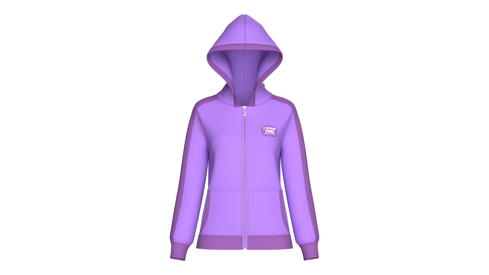 Media 1 for listing Girls Two Tone Full Zip Hoodie With Patch | High Poly