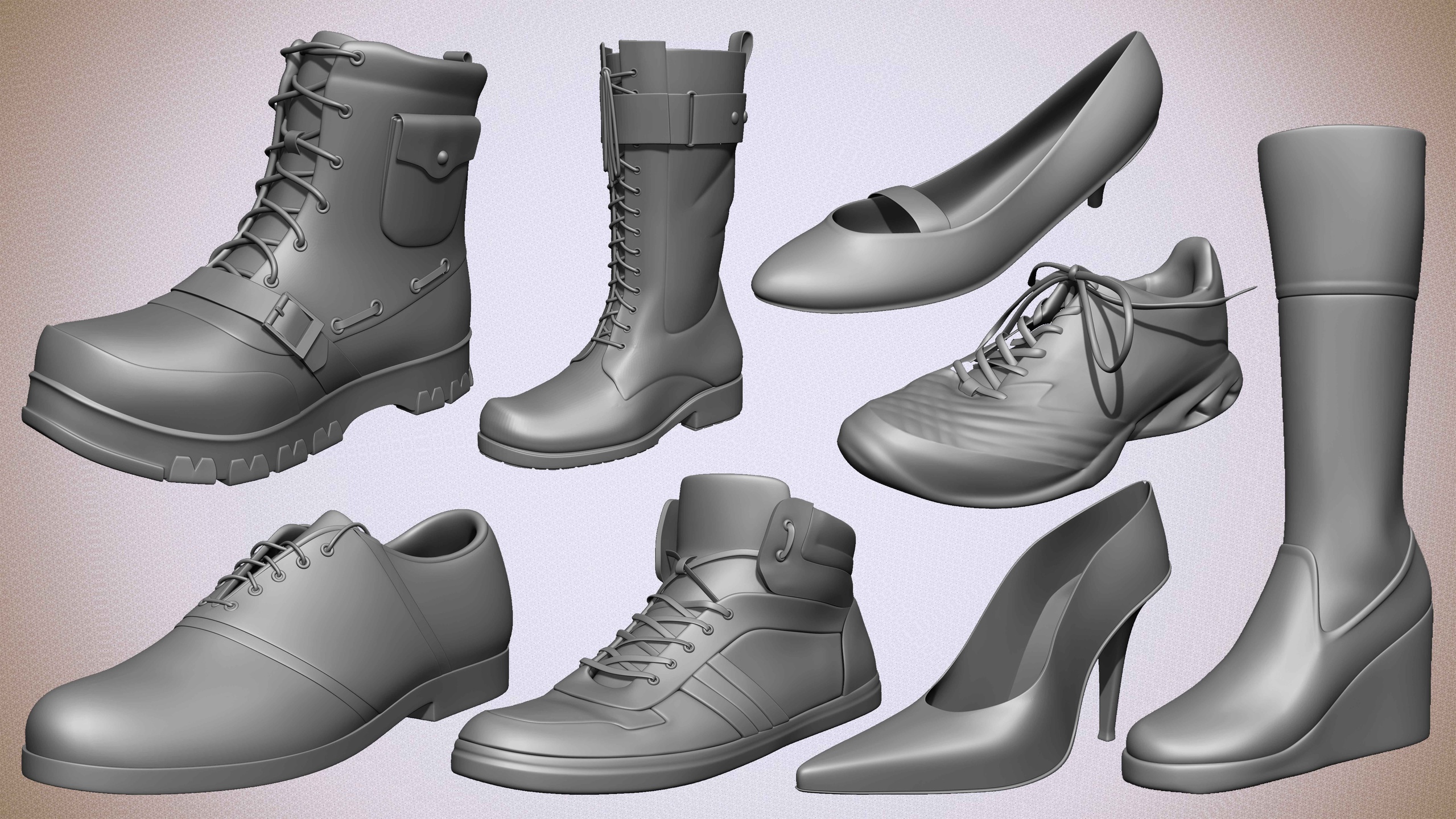 Media 1 for listing Pack of 20 Shoes Kitbash Volume 01