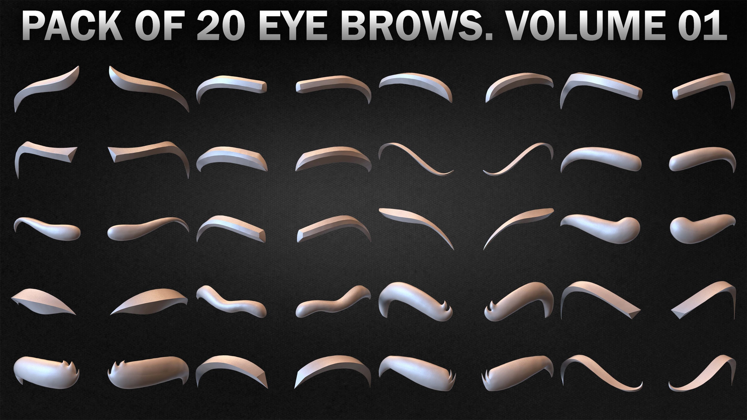 Media 1 for listing Pack Of 20 Stylized Eye Brows Volume 01