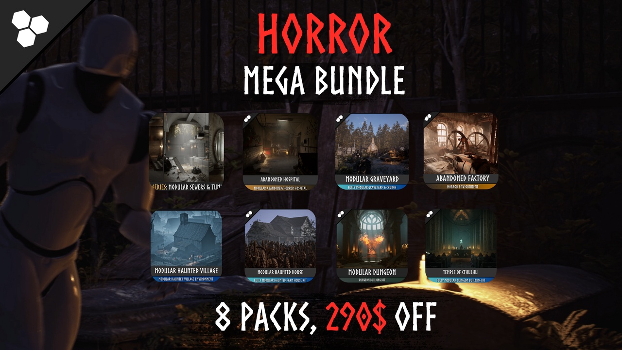 商品 Horror Mega Bundle (Haunted House, Haunted Village, Graveyard, Dungeon,Hospital) 的媒体 1