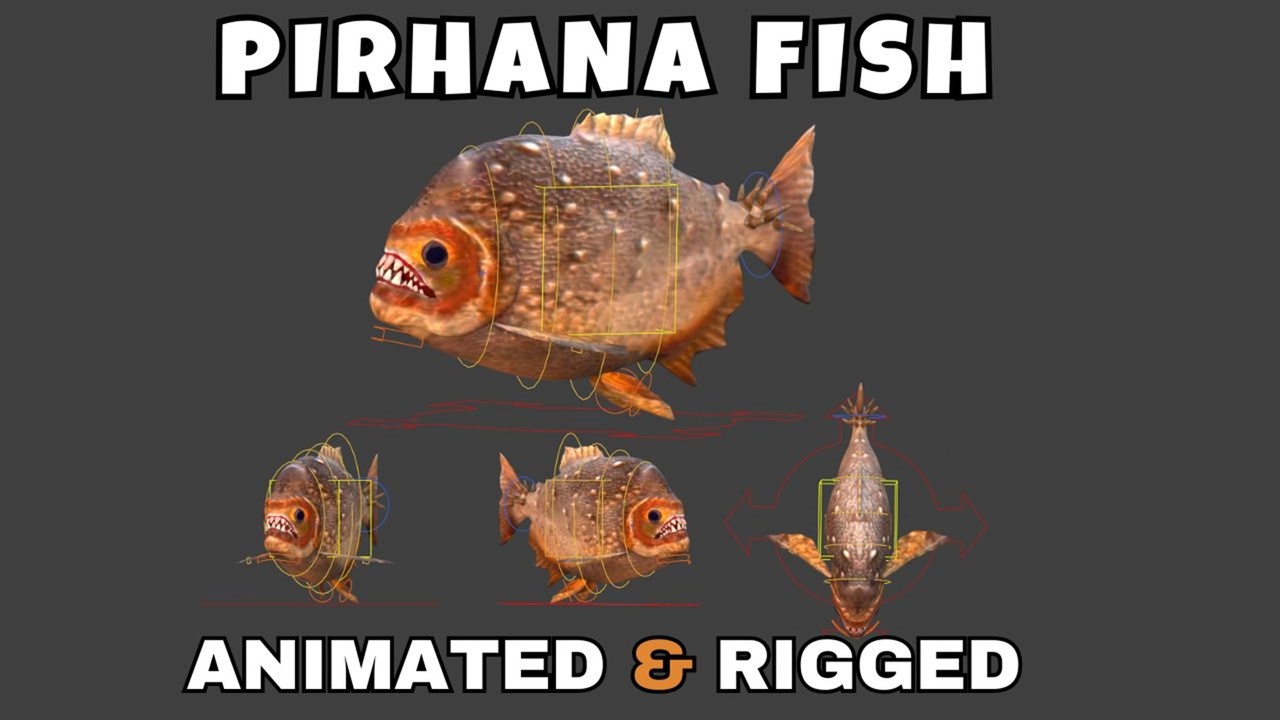Media 1 for listing Pirhana Fish Rigged And Animated 3D Model