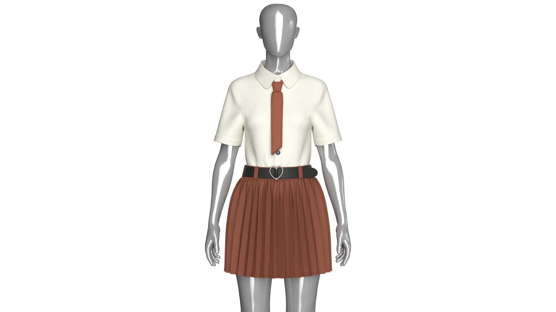 Media 1 for listing Girls Tie Shirt With Pleated Skirt - Outfit | High Poly