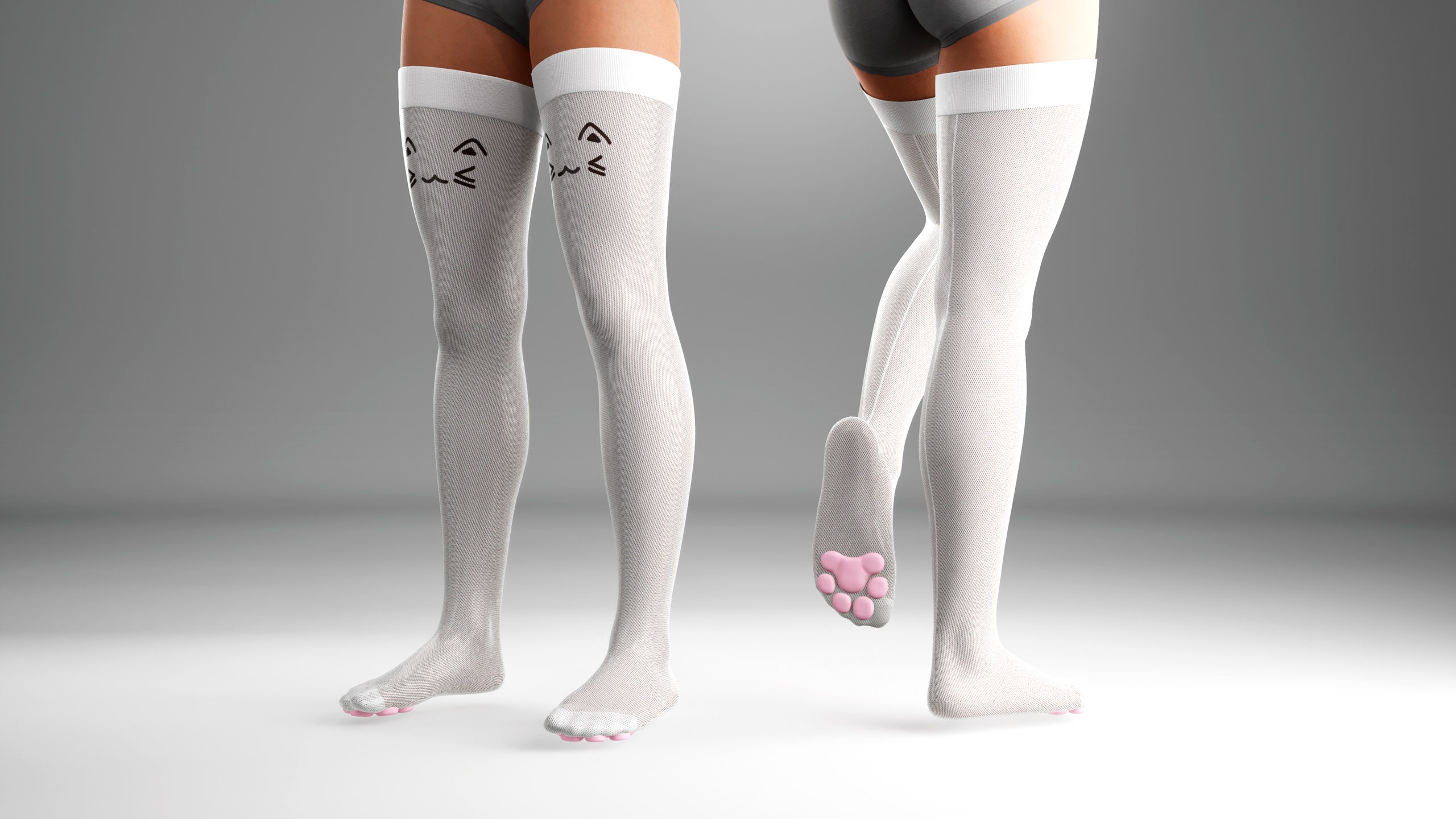 Media 1 for listing Realistic Cute Cat Paw Thigh High Stockings for MetaHuman