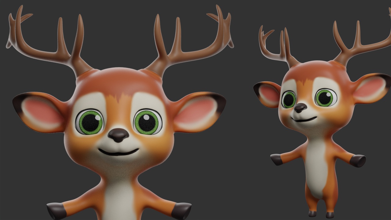 Media 1 for listing Deer Cartoon - Topology + UV Map