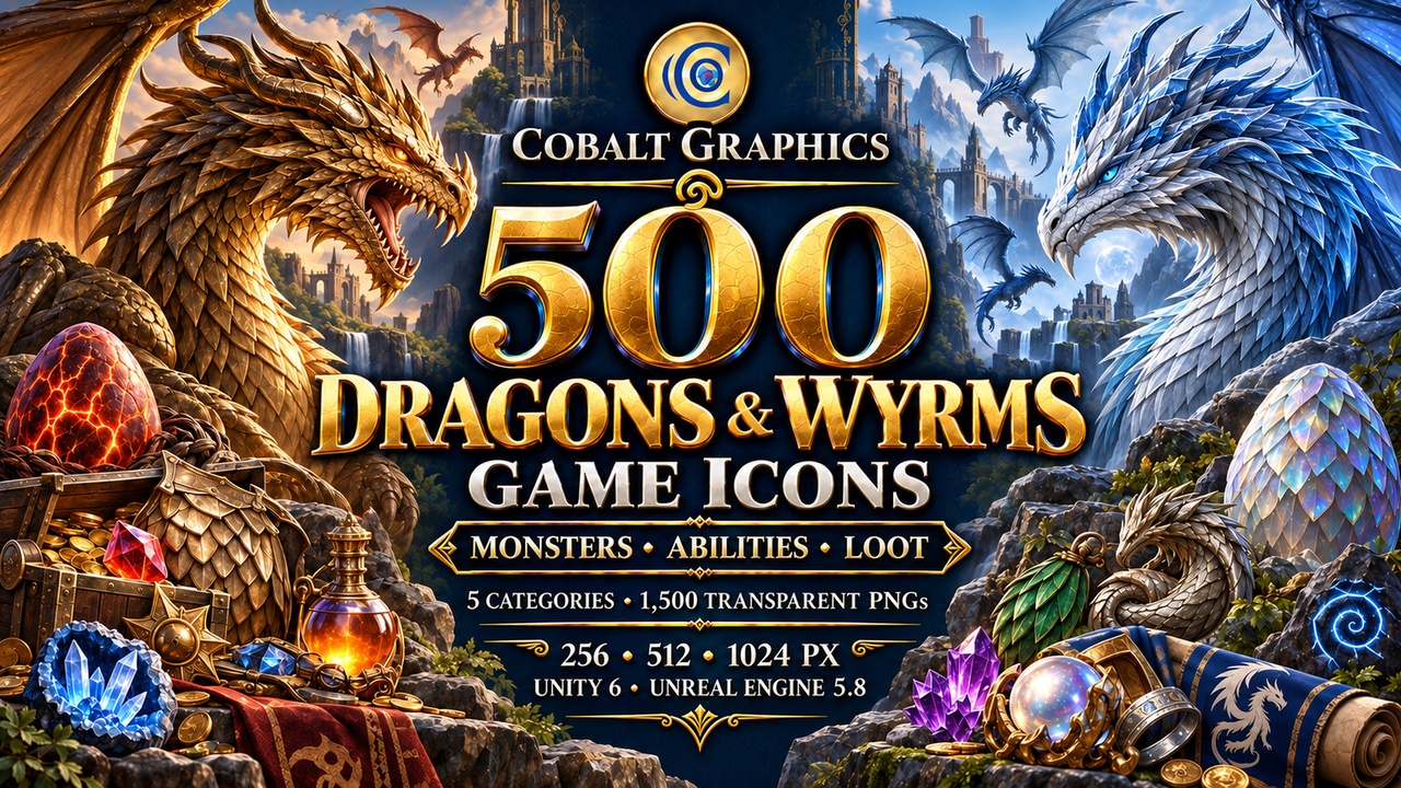 Media 1 for listing Dragons & Wyrms Game Icons | 500 | Monsters, Abilities & RPG Loot
