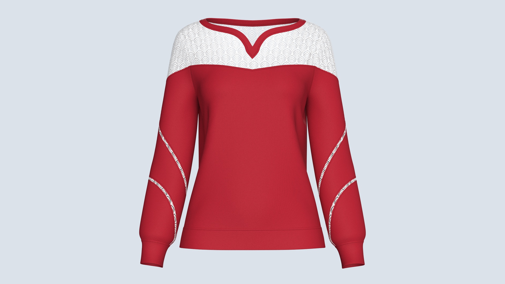 Media 1 for listing Girls Lace Yoke Overlay Sweatshirt | High Poly