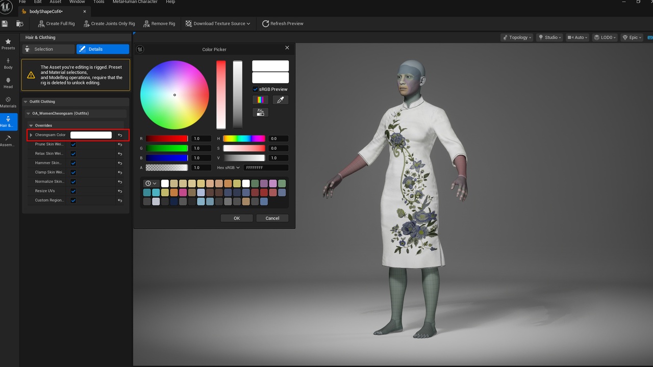 Media 1 for listing Chinese-style Dress Qipao - Metahuman Cheongsam Clothes - Parametric Outfit