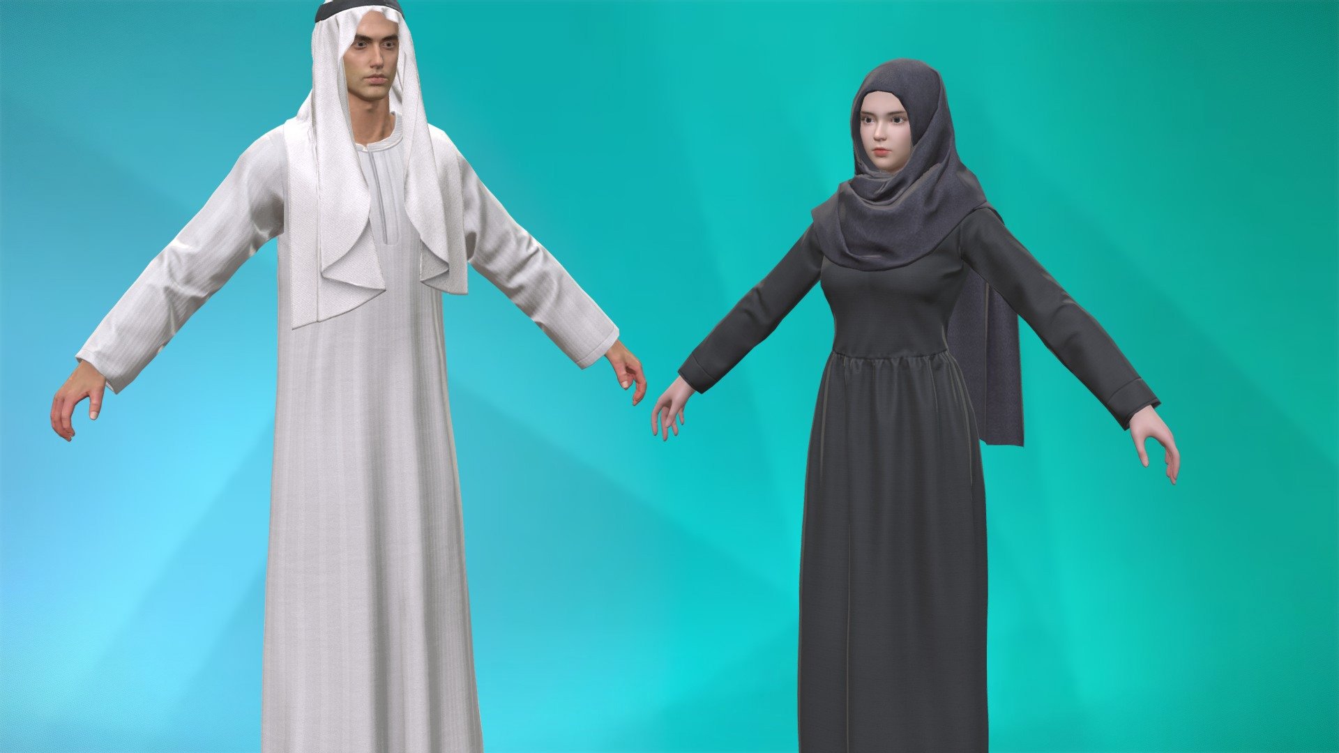 [Game Assets] Saudi Arabia clothing style A pose | Fab