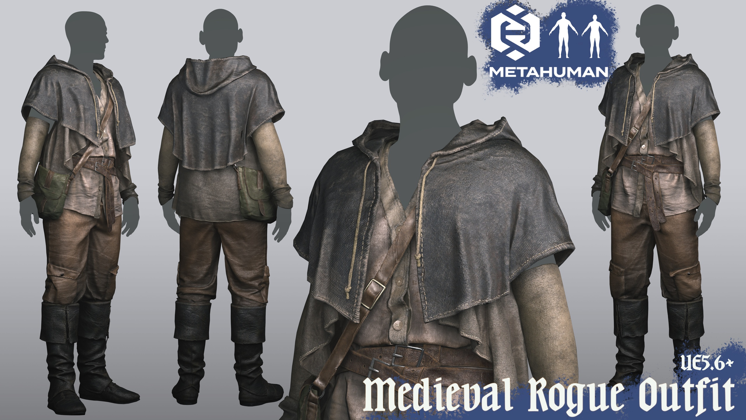 Media 1 for listing Medieval Rogue Outfit - Metahuman Resizable Outfit