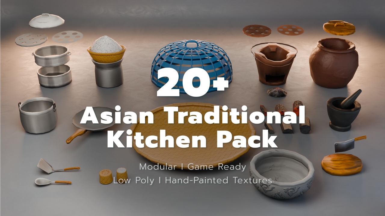 Media 1 for listing Asian Traditional Kitchen Pack - 20+ Modular Pieces