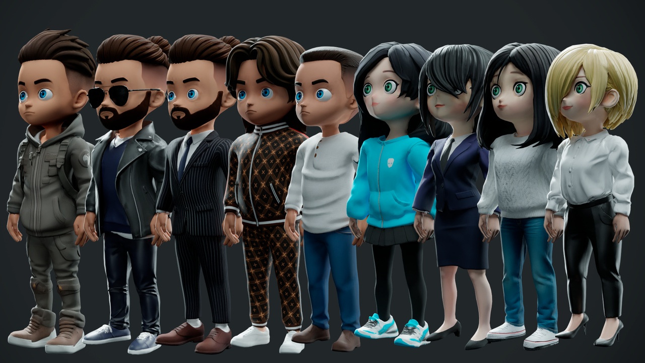 Media 1 for listing Modular Chibi Stylized Characters