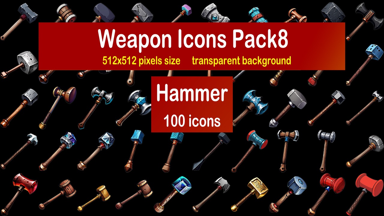 Media 1 for listing Weapon Icons Pack8 - Hammer