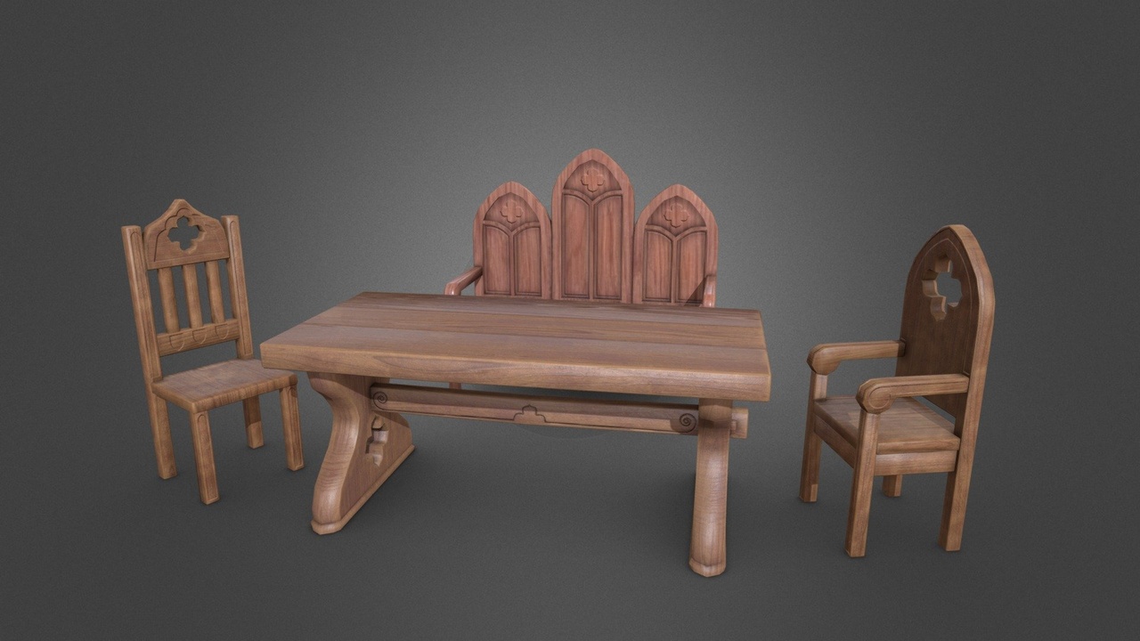 Media 1 for listing Renaissance Wooden Furniture - Table Chairs Bench
