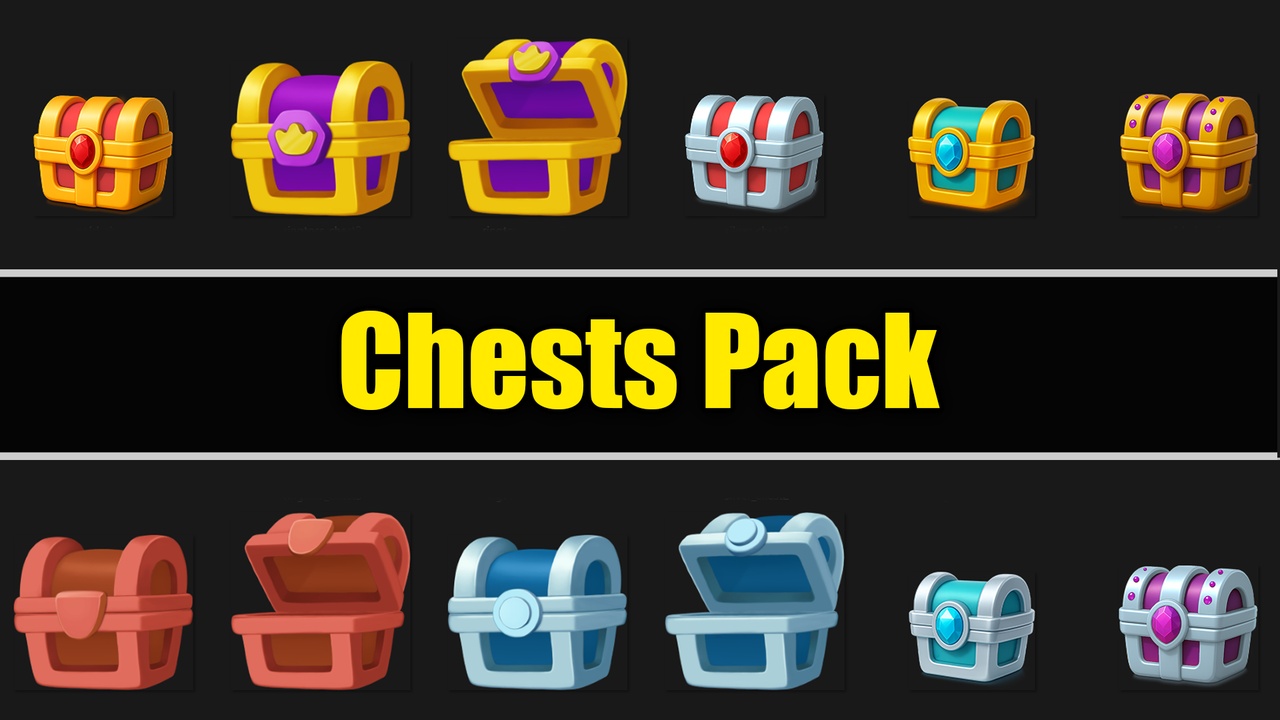 Media 1 for listing 2D Treasure Chests Sprites Pack – Game-Ready Graphics