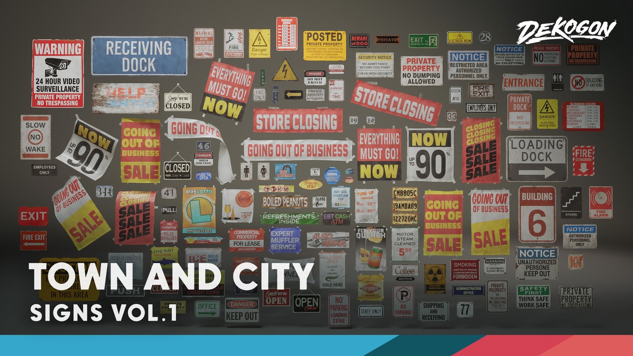 标牌 VOL.1 – 城镇与城市（Nanite 和低多边形）- Signage VOL.1 – Town and City (Nanite and Low Poly)