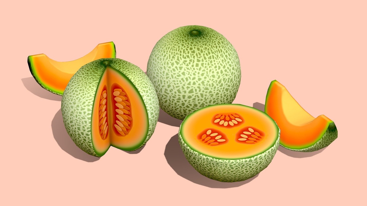 Cartoon Cantaloupe Melons 제품 등록을 위한 미디어 1개