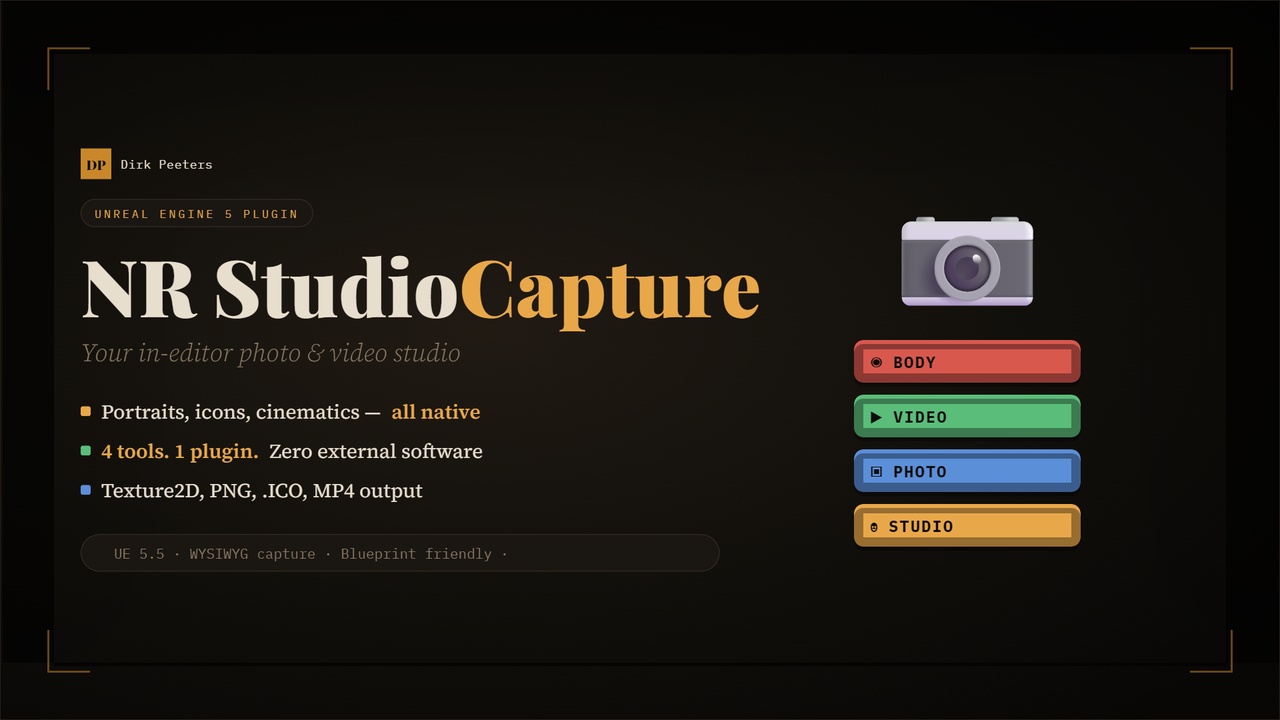 Media 1 for listing NR Studio Capture — Render Icons, Portraits, Cinematics & POV in UE5