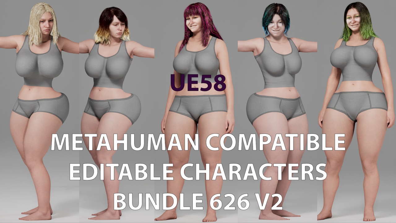 Media 1 for listing MetaHuman Compatible Editable Characters Bundle 626 V2