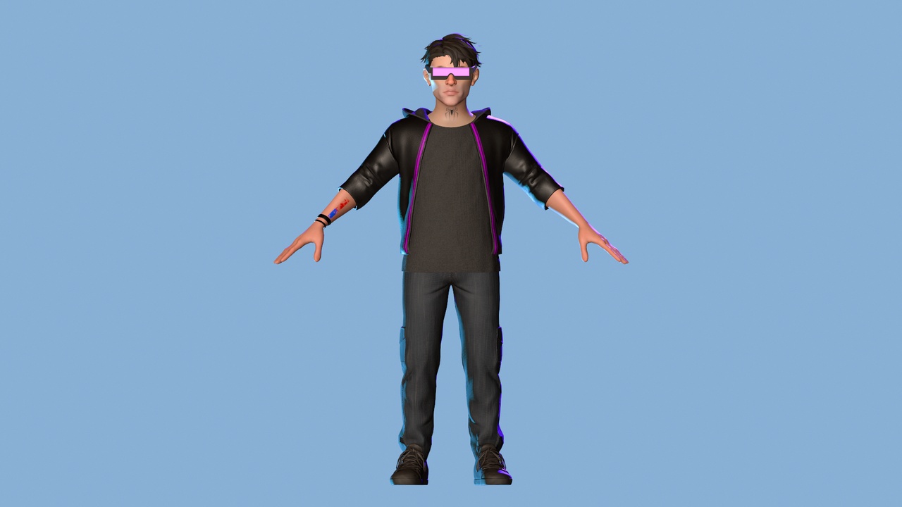 Media 1 for listing Cyberpunk Mob Male Character – Rigged Stylized 3D Model