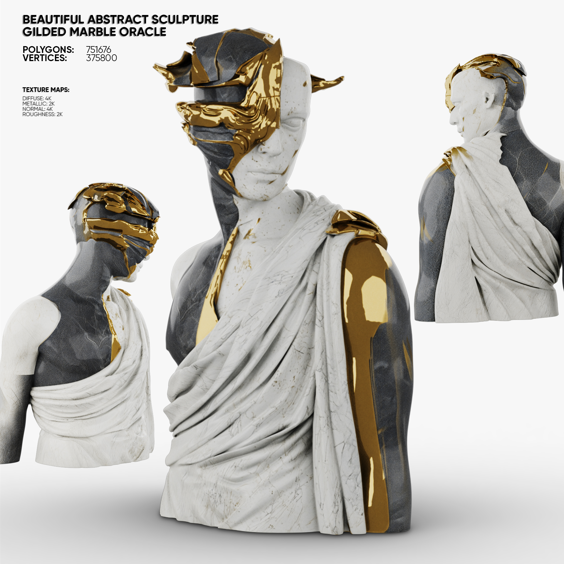 Abstract Sculpture - Gilded Marble Oracle | Fab