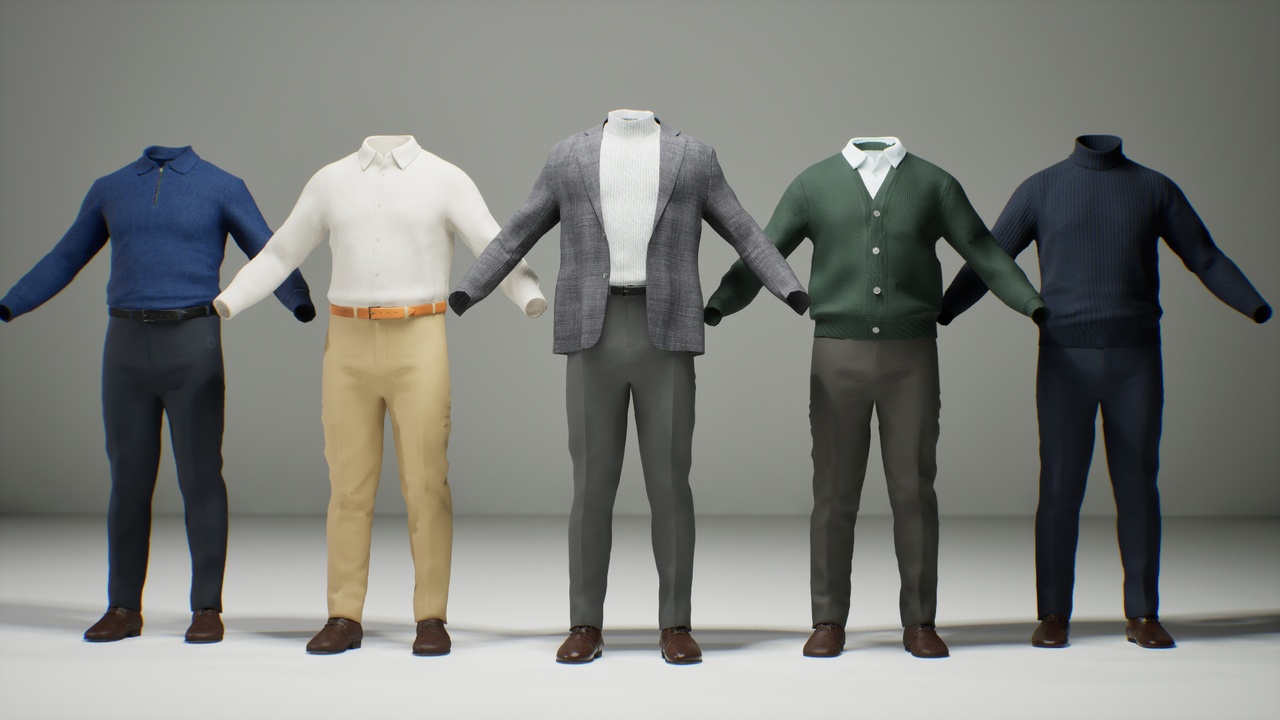 Media 1 for listing Smart Casual Outfit Collection for MetaHuman (5 Resizable Clothing Sets)