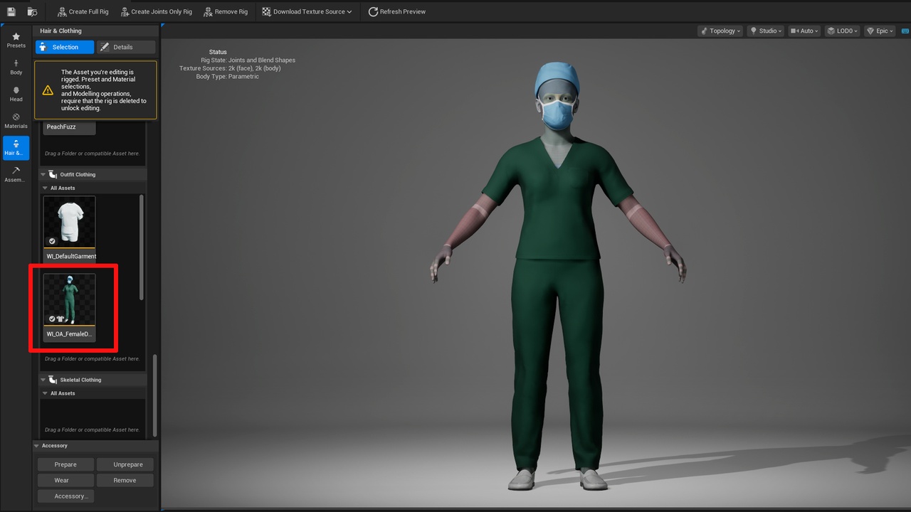 Media 1 for listing Female Doctor Uniform Metahuman Scrubs Clothes Parametric Medical Outfit