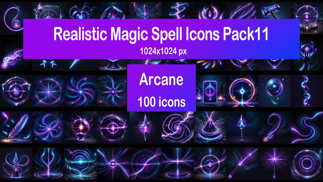 Media 1 for listing Realistic Magic Spell Icons Pack11 - Arcane