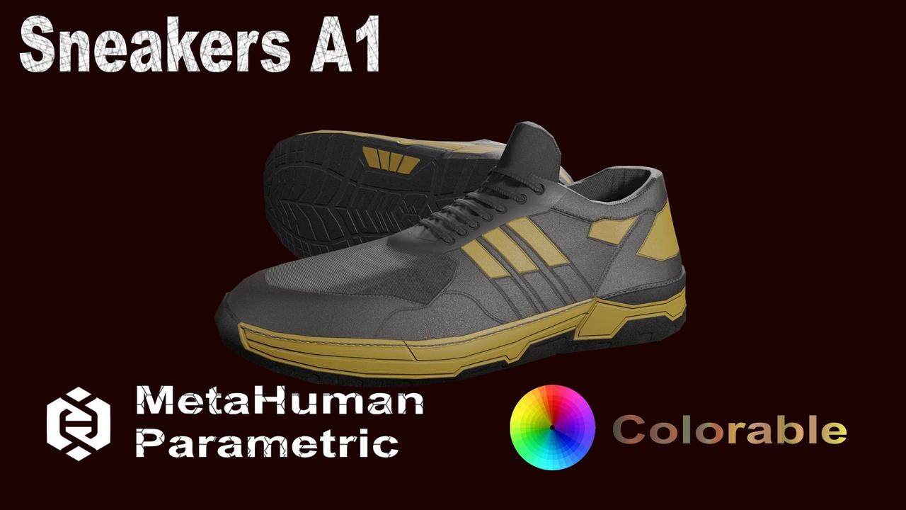 Media 1 for listing Sneakers A1 - MHPKG, Colorable, Parametric MetaHuman shoes