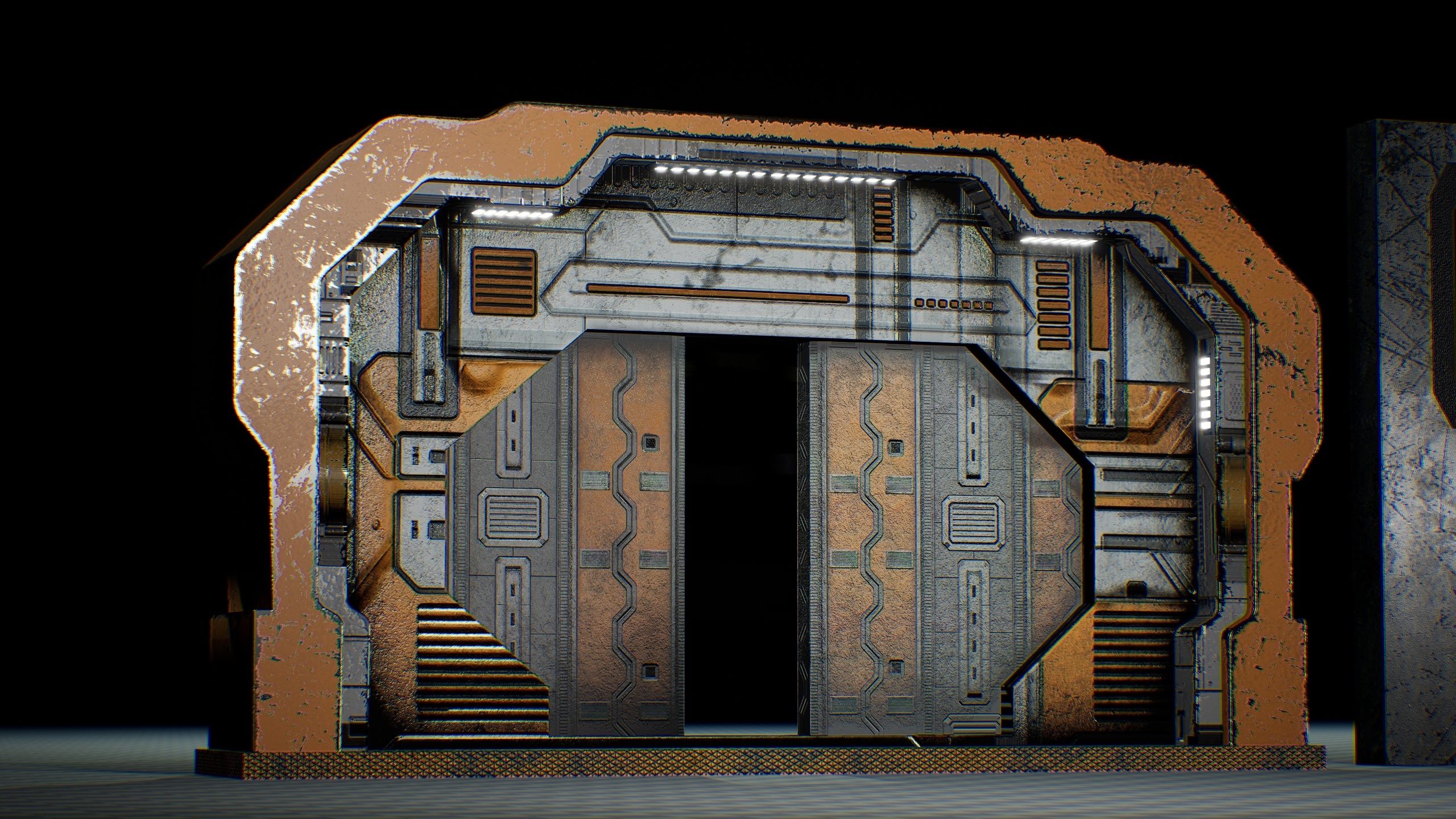 Media 1 for listing Industrial Sci-Fi Modular Door & Wall Kit - Worn Cyberpunk Bunker