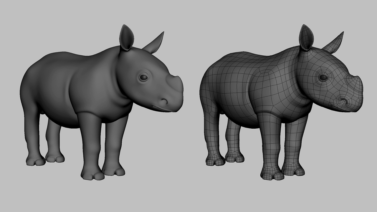 Media 1 for listing Rhino Baby  - Topology + UV Mapooth