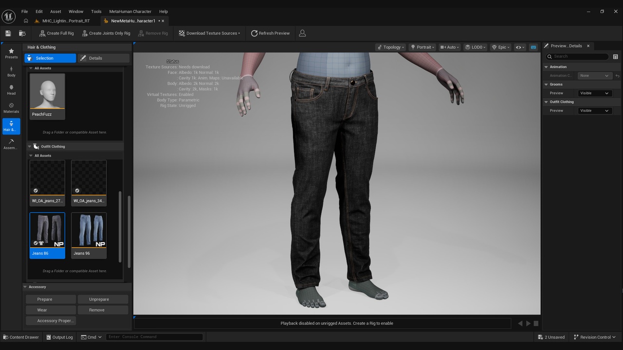 Media 1 for listing Jeans for Metahuman 86 - MHPKG