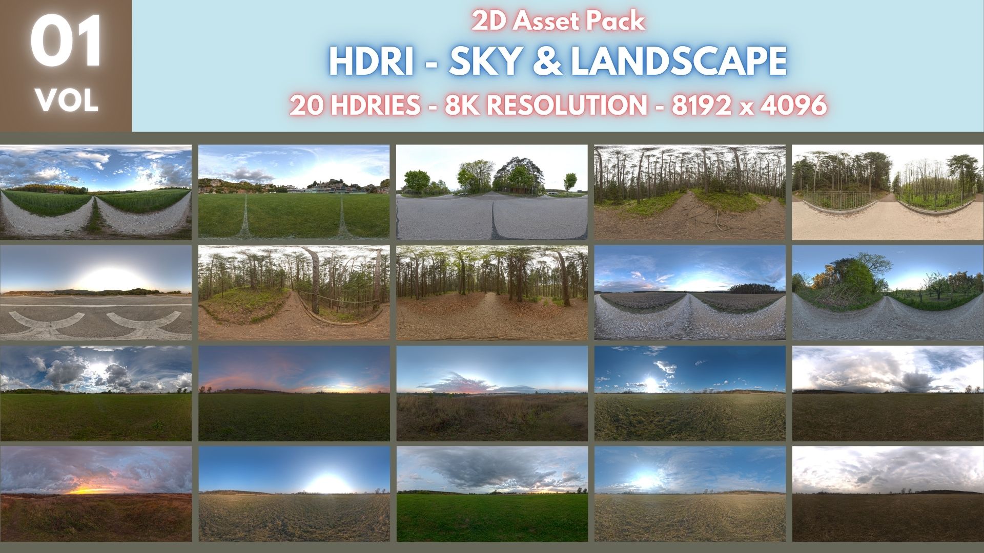 HDRI Pack 1 - 20 HDRIes - Sky & Landscape | Fab