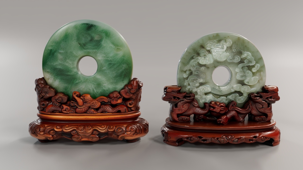 Media 1 for listing Chinese Jadeite Bi Disc Collection – 11 Ancient Ritual Jade Ornaments
