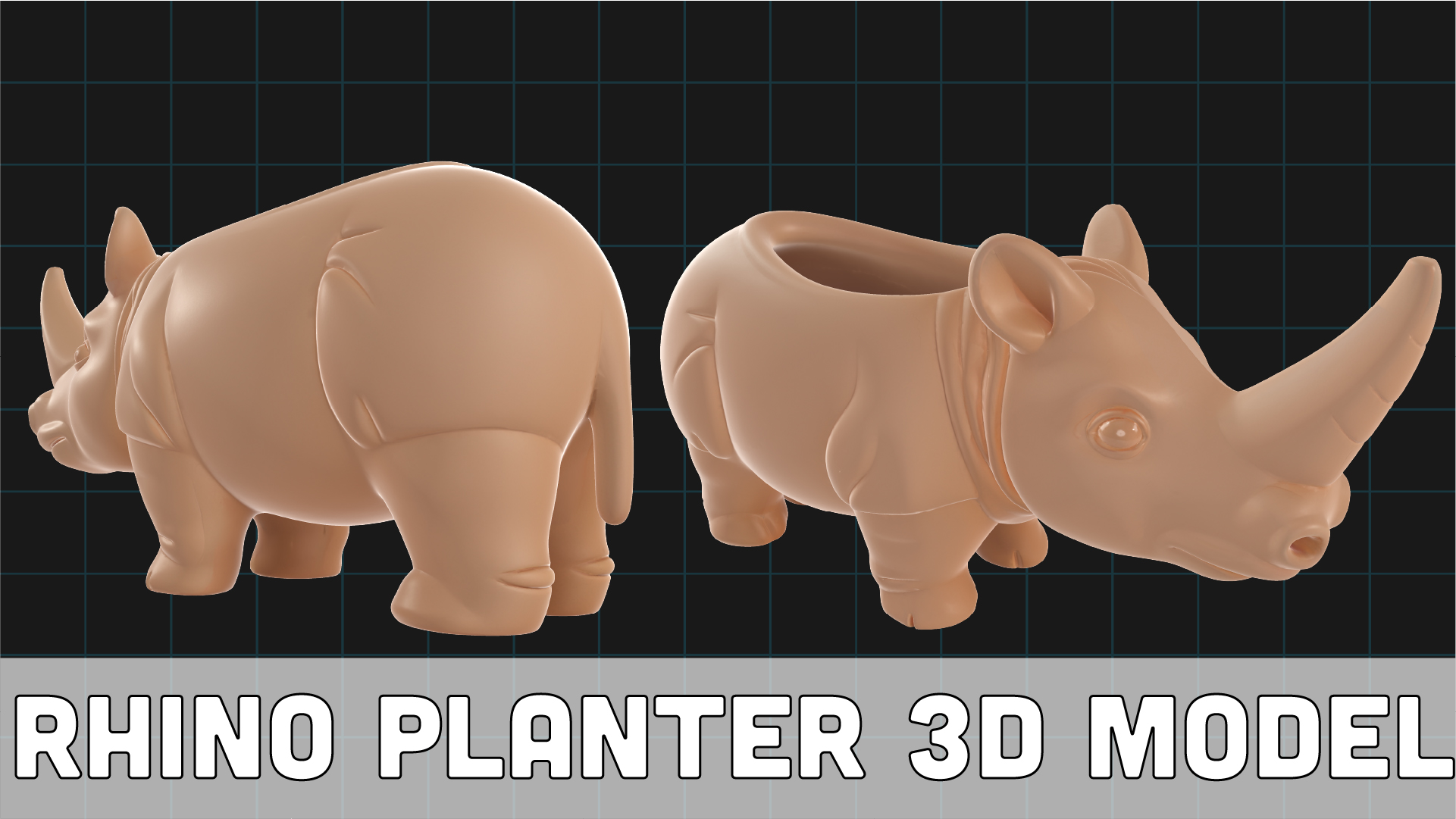 Rhino Planter 3D Model – Animal Shaped Pot – Cute Ceramic Style ...