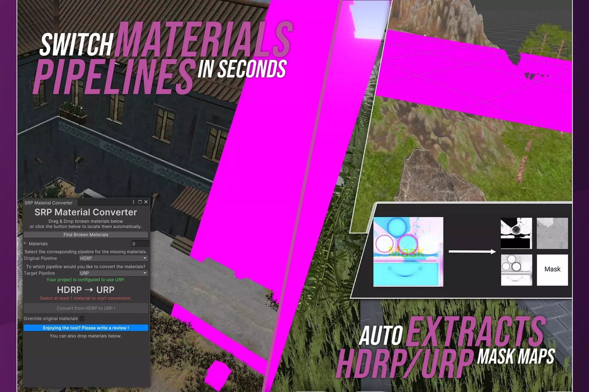 Media 1 for listing Unity SRP Material Converter - HDRP to URP, HDRP to Built-in & more !