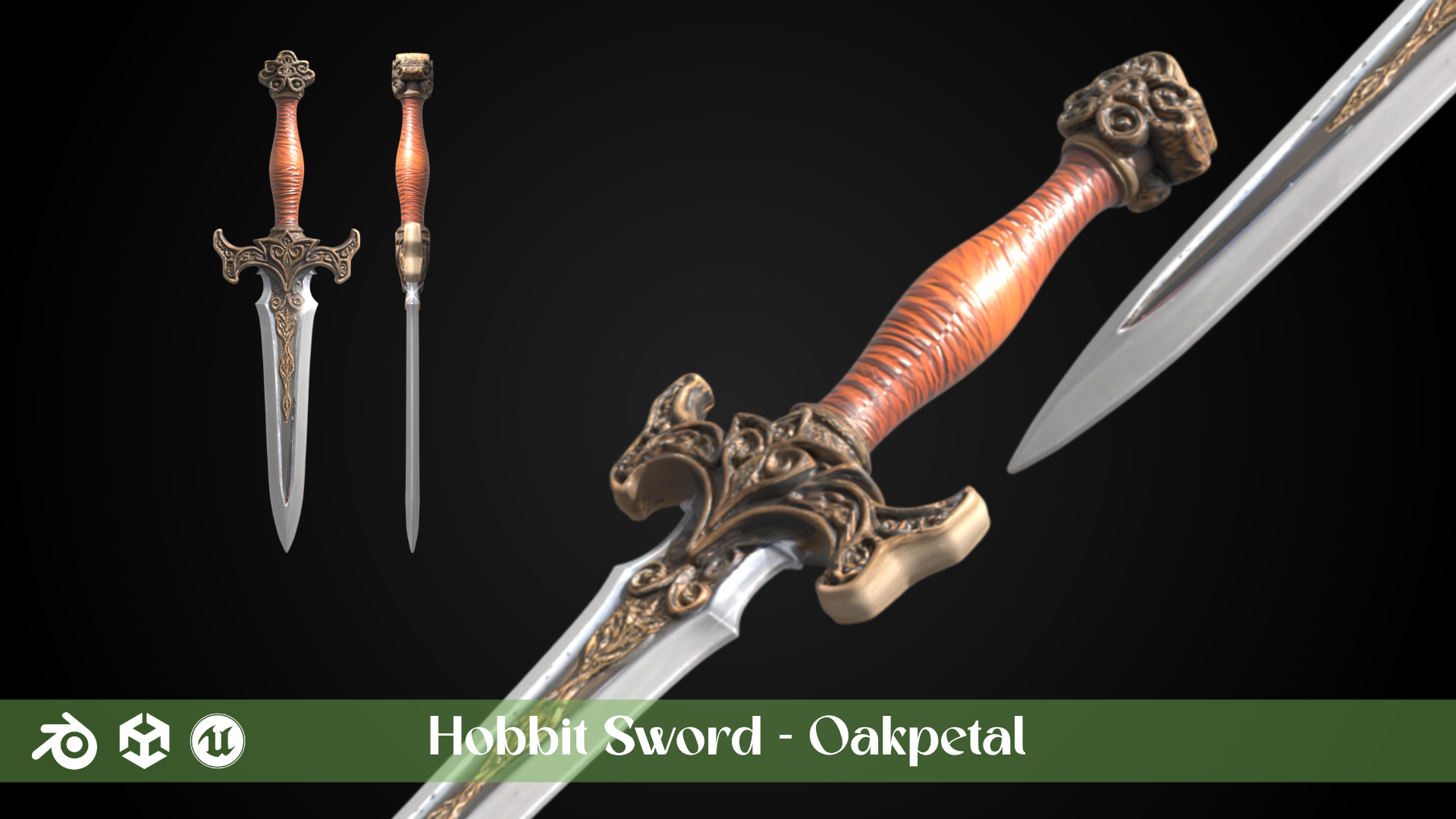 Stylized Hobbit Sword - Oakpetal - Game Ready | Fab