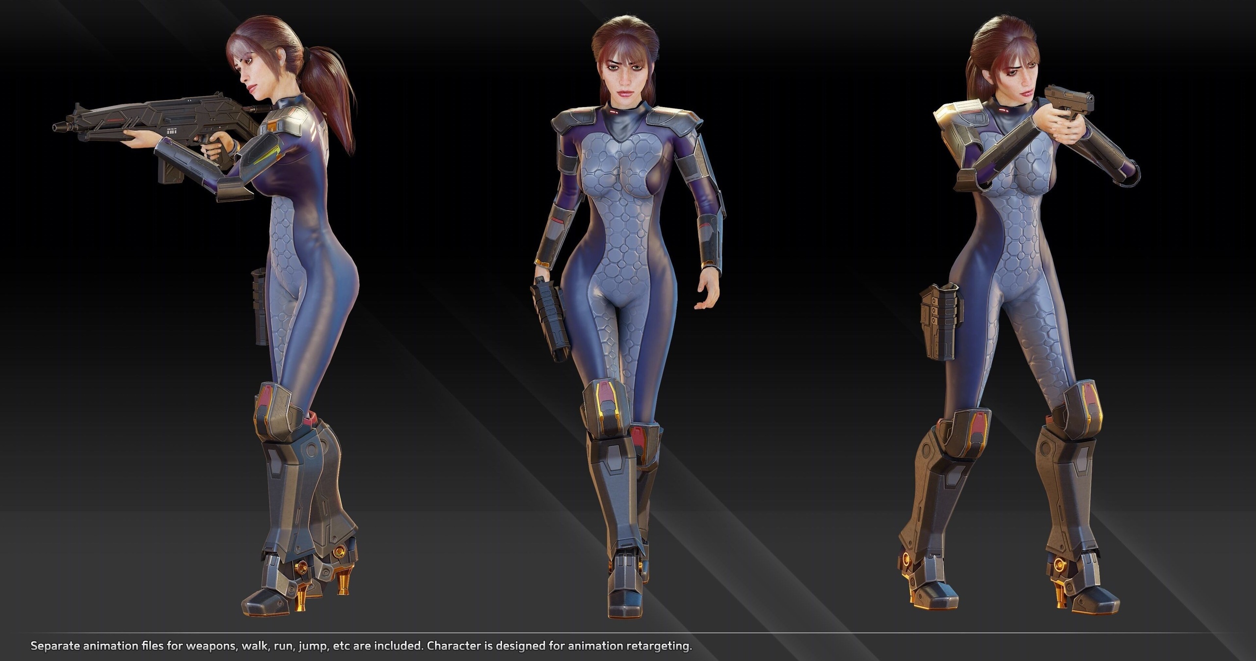 Media 1 for listing Sci-Fi Female Character Asuna - Modular Game-Ready 3D Model