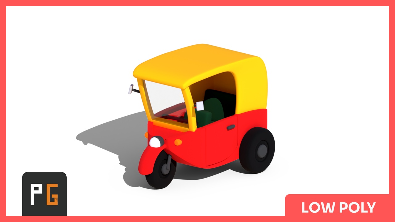 Media 1 for listing πΊ Low Poly Tuk Tuk β Stylized Auto Rickshaw with Opening Doors