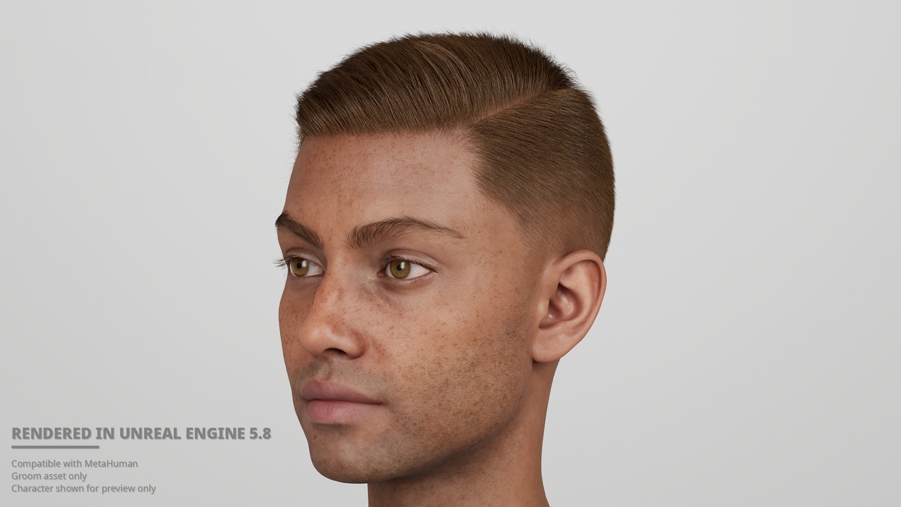 Media 1 for listing Modern Ivy League Side Part with Low Fade – MetaHuman Groom