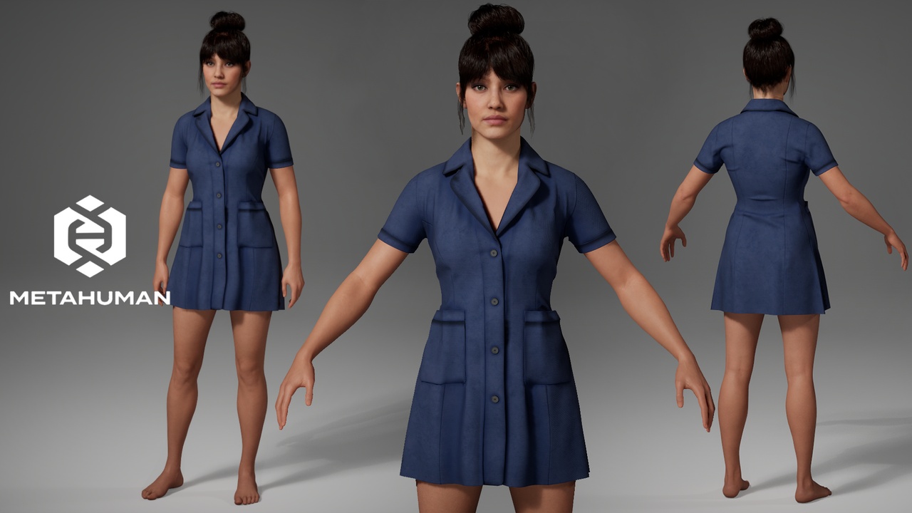 Media 1 for listing Parametric Medical & Service Uniform Dress for MetaHuman