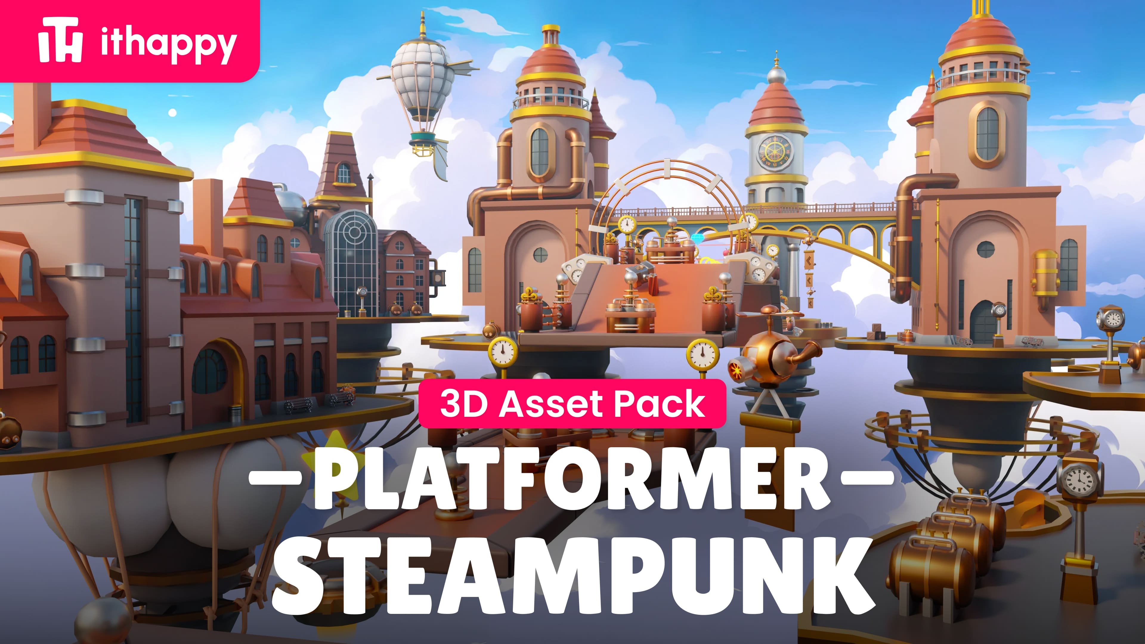 Platformer 13 Steampunk - Low Poly 3D Models Pack | Fab