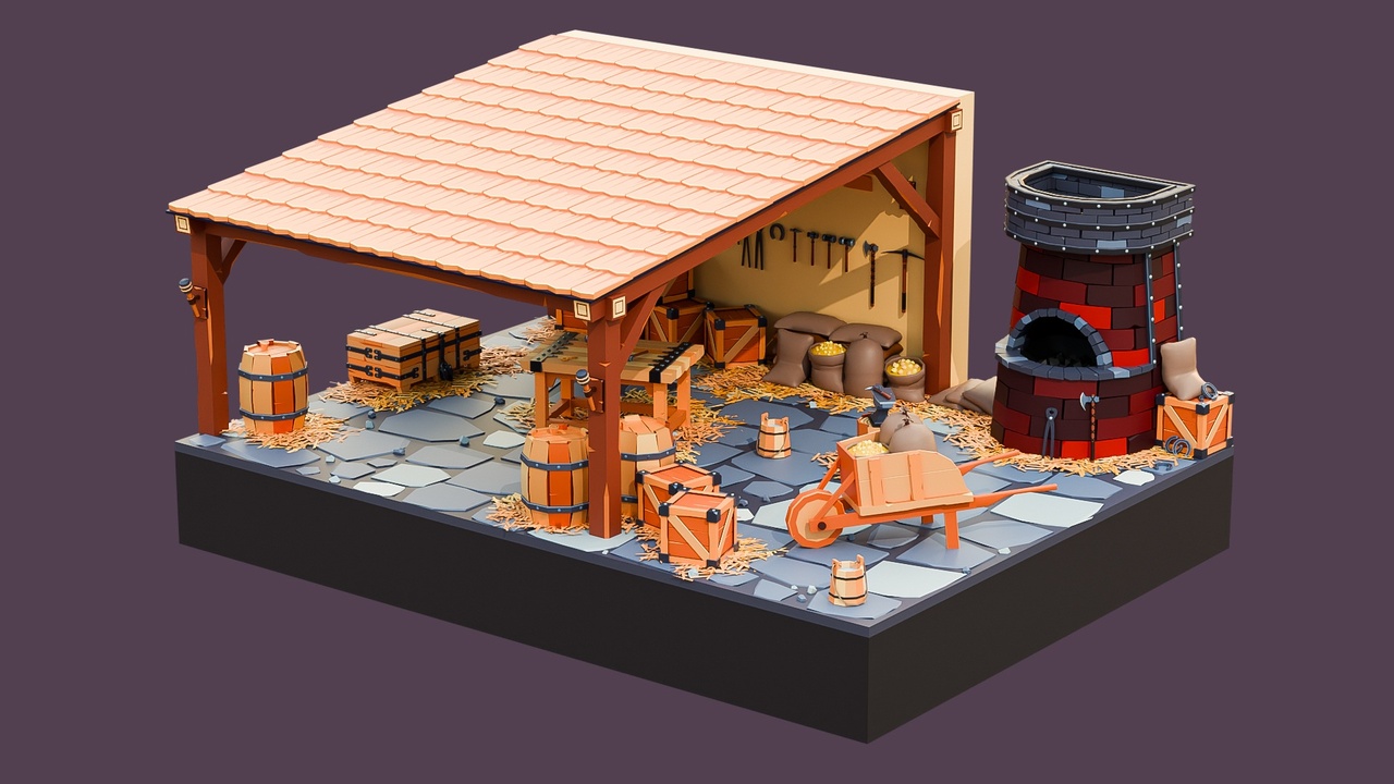 Media 1 for listing Blacksmith Tools & Forge Pack – Low Poly Medieval Assets