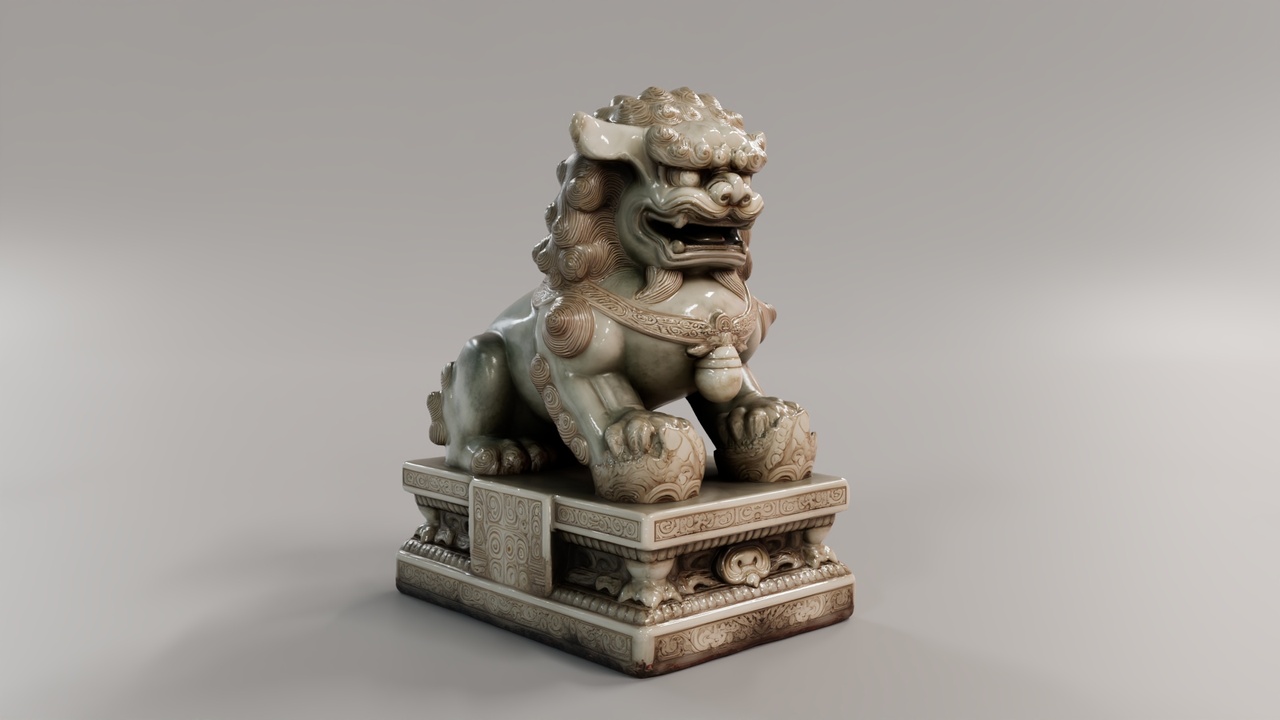 Media 1 for listing Asian Guardian Lion Statues Pack – 8 Game-Ready PBR Assets