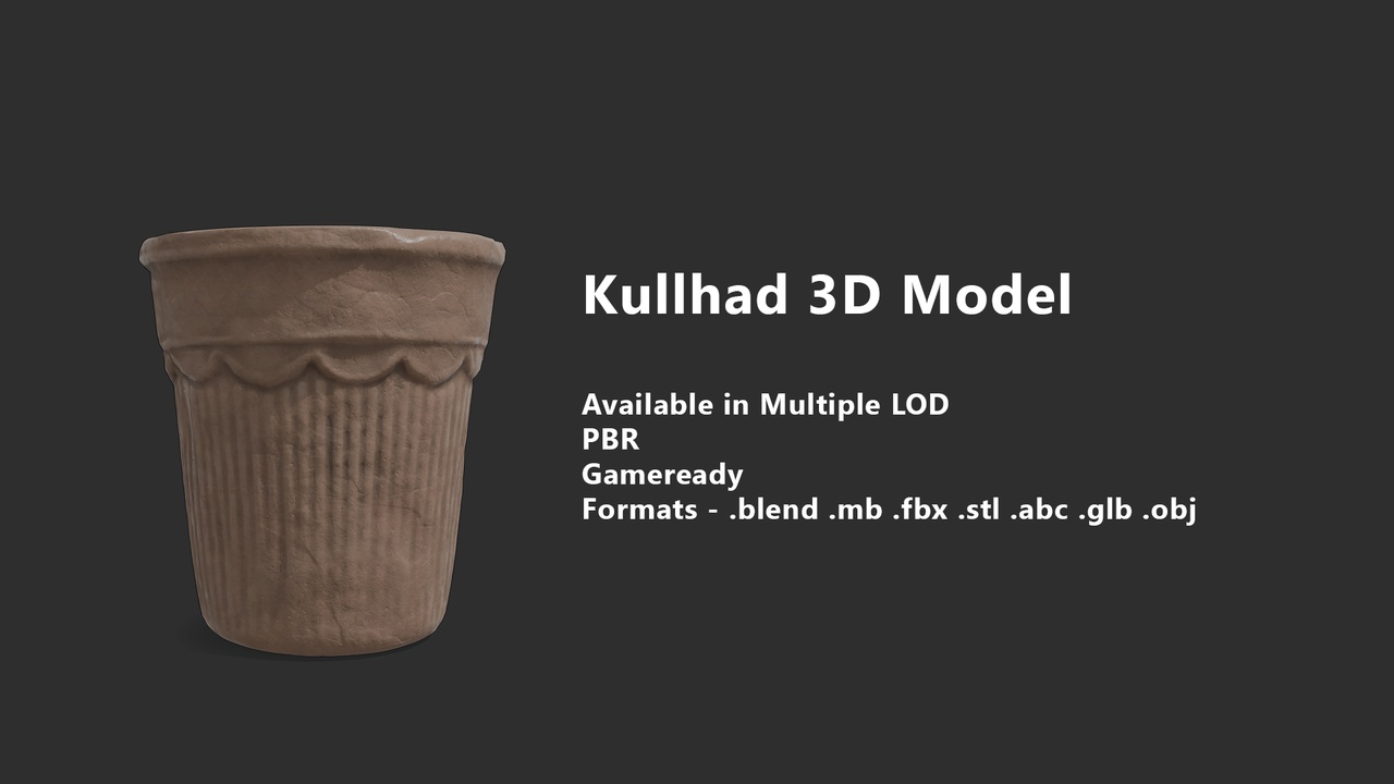 Media 1 for listing Realistic Indian Kulhad Clay Cup PBR 3D Model - Game Ready