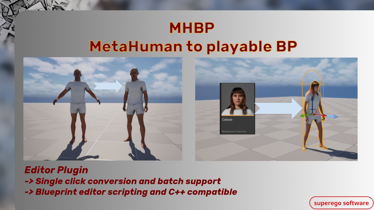 Media 1 for listing MHBP: MetaHuman to Playable Blueprint converter