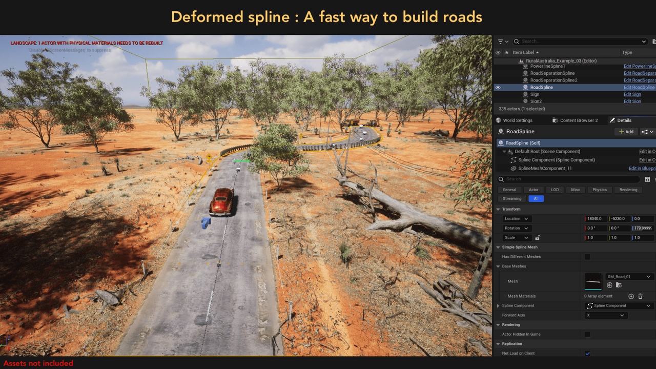 Media 1 for listing Simple Spline Mesh : Level Design Tool - Modular System - Roads, Walls, Fences