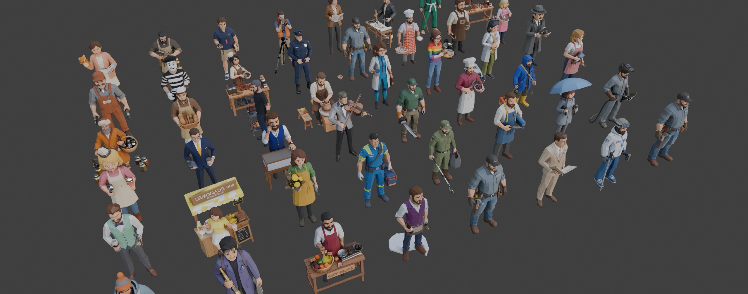 lowpoly casual characters set 1 | Fab