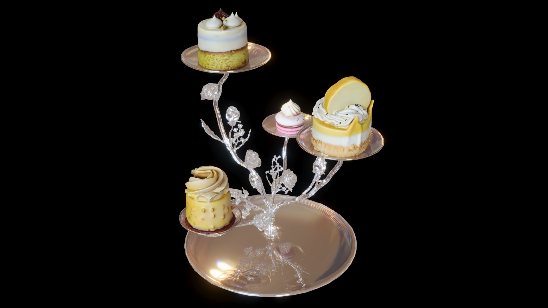 Media 1 for listing Dessert Stand with 4 Sweet Pastries. Free low-poly 3D model